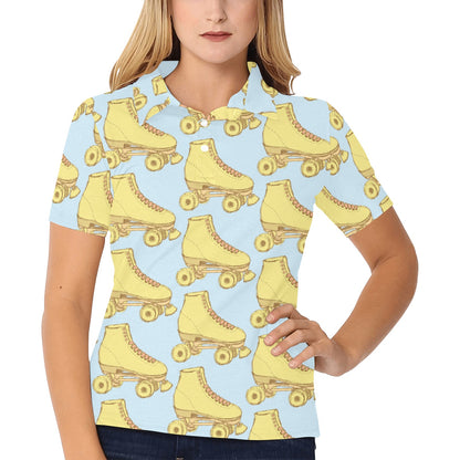 Roller skate Pattern Print Design A03 Women's Polo Shirt