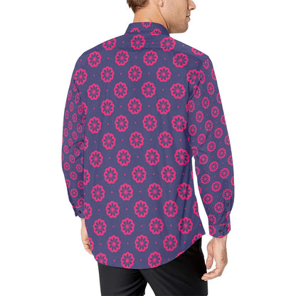 Water Lily Print Design LKS301 Men's Long Sleeve Dress Shirt