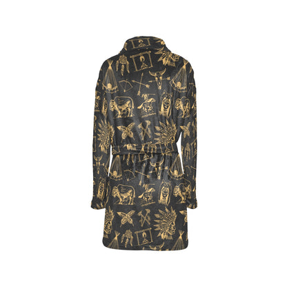 American indian Gold Style Women's Fleece Robe