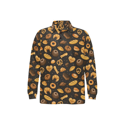 Bread Pattern Print Design 05 Long Sleeve Polo Shirt For Men's