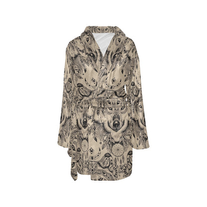 Indian Boho Wolf Women's Fleece Robe