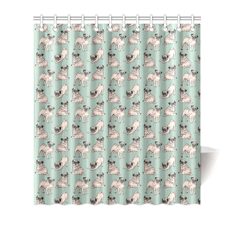 Pug Pattern Print Design A01 Shower Curtain