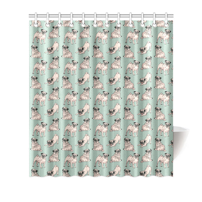Pug Pattern Print Design A01 Shower Curtain