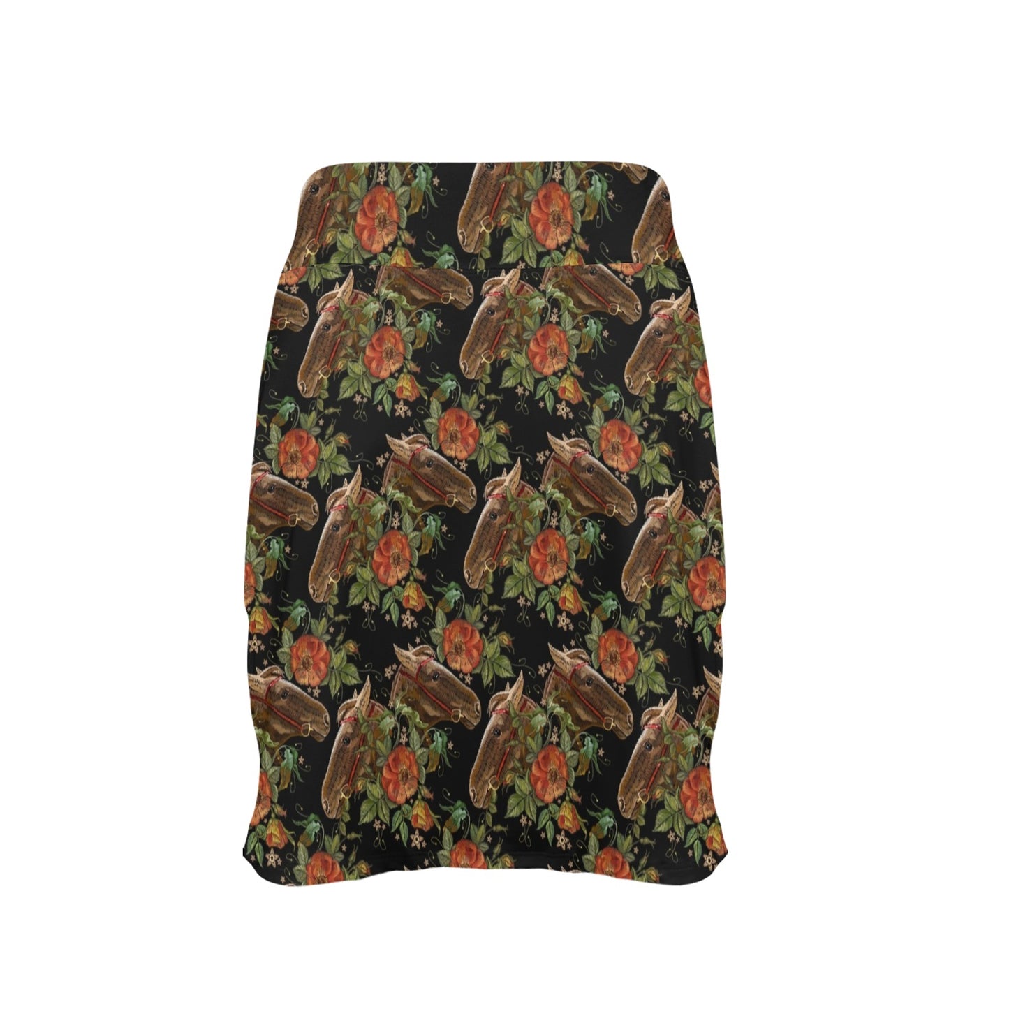 Horse Embroidery with Flower Design 17" Golf & Pickleball Skort with Pockets