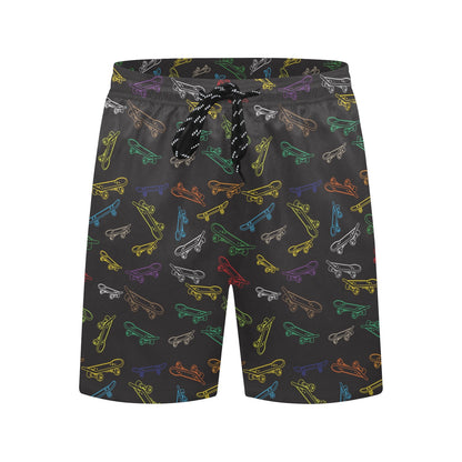 Skateboard Print Design LKS301 Men's Swim Trunks Beach Shorts