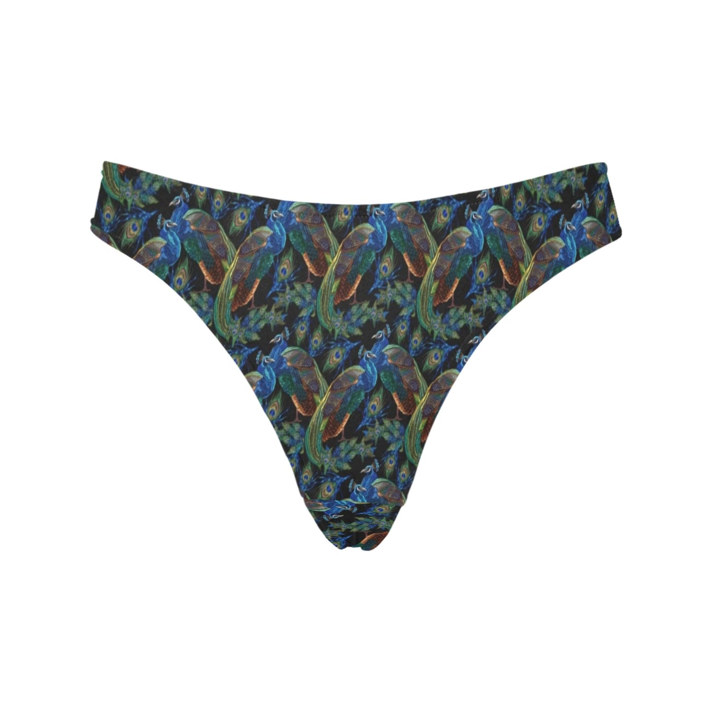 Peacock Themed Design Print Women's Thongs