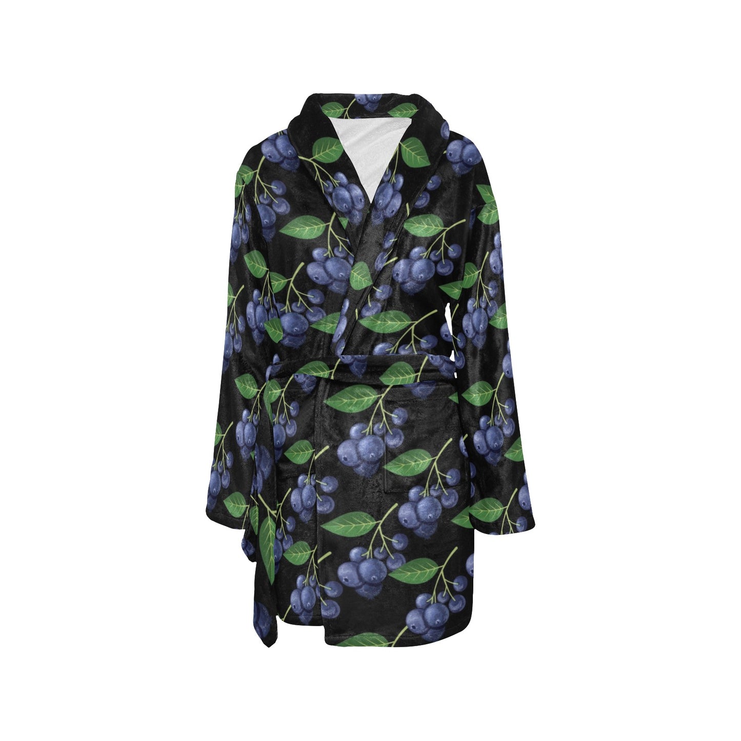 Blueberry Pattern Print Design BB01 Women's Fleece Robe