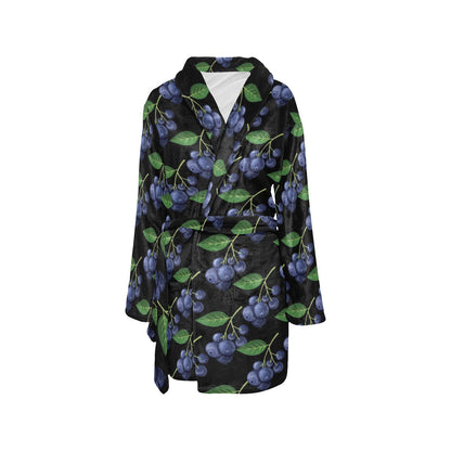 Blueberry Pattern Print Design BB01 Women's Fleece Robe