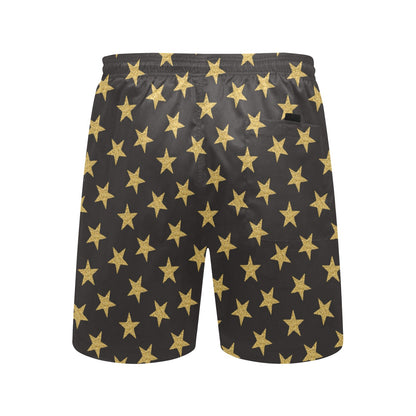 Star Gold Print Design LKS302 Men's Swim Trunks Beach Shorts