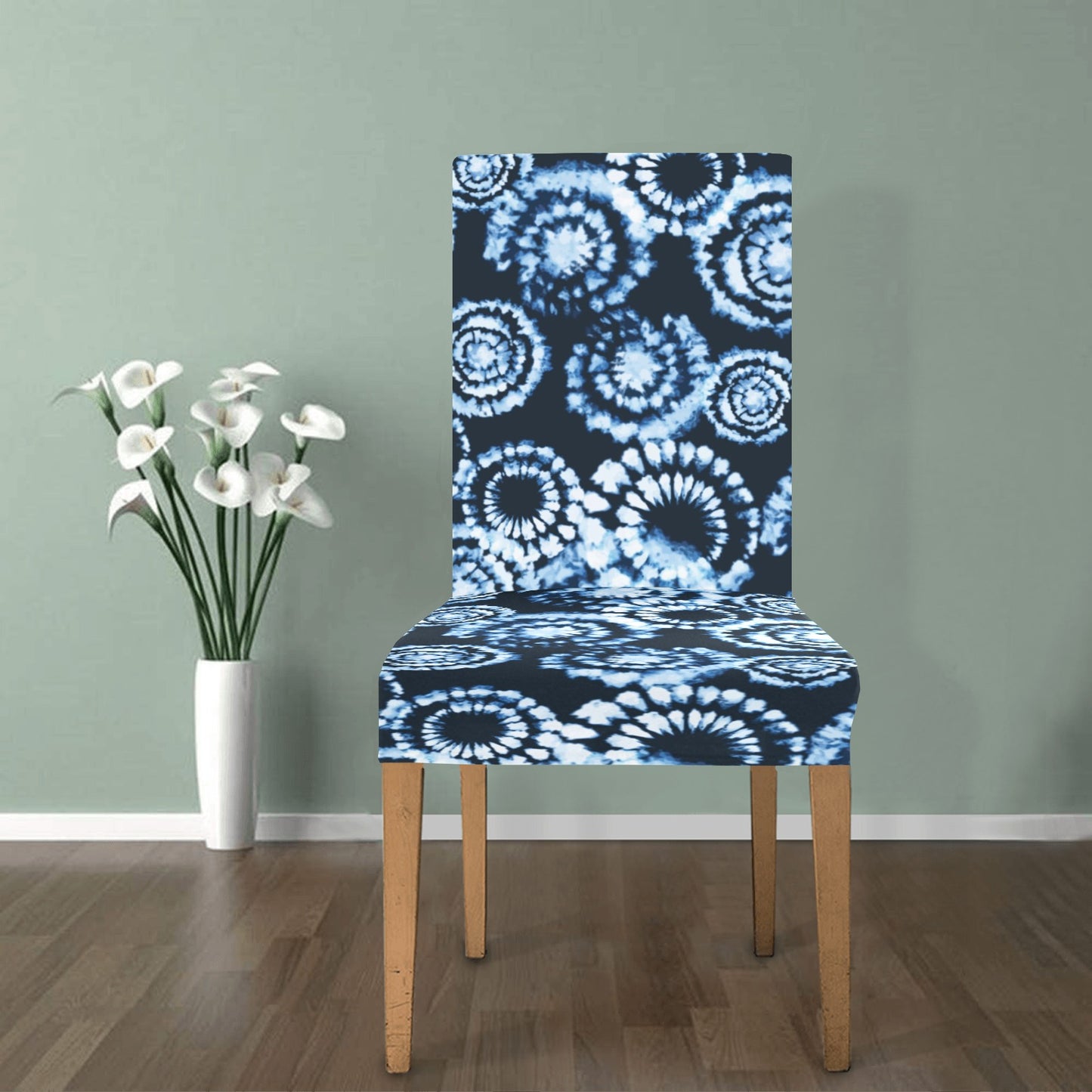Tie Dye Dark Blue Print Design LKS306 Dining Chair Slipcover