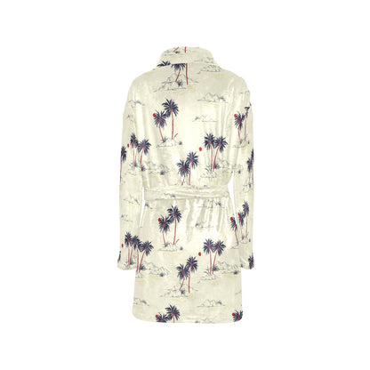 Palm Tree Pattern Print Design PT08 Women's Fleece Robe