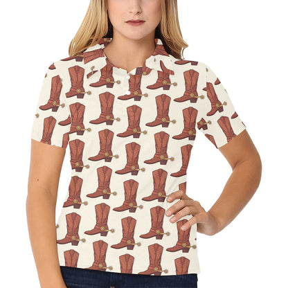 Cowboy Pattern Print Design 06 Women's Polo Shirt