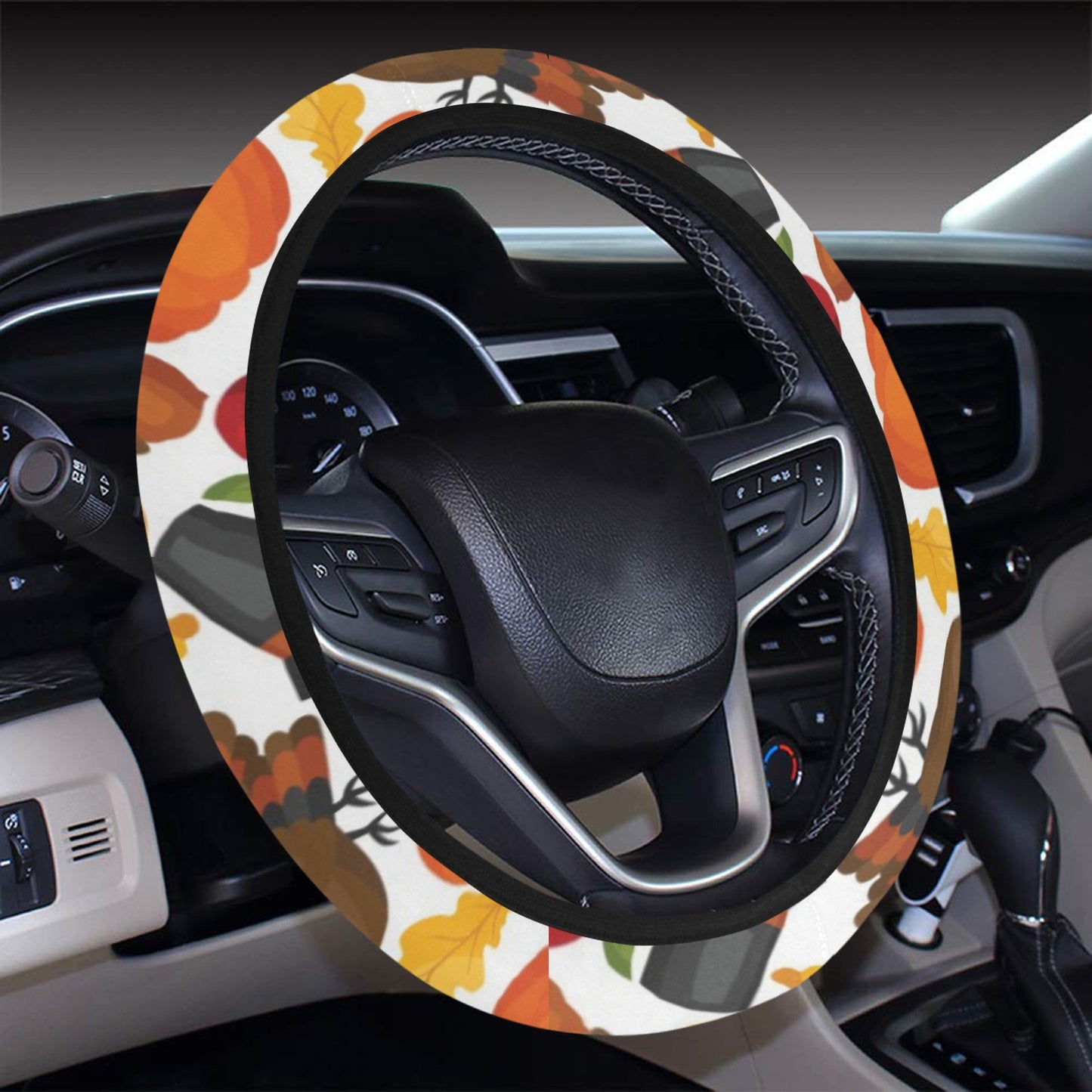 Thanksgiving Print Design LKS304 Steering Wheel Cover with Elastic Edge