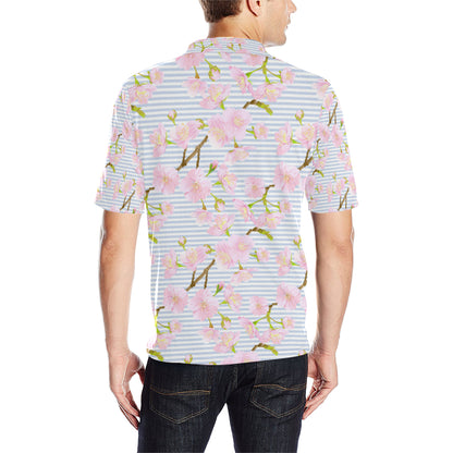 Pink Cherry Blossom Sakura Men Polo Shirt