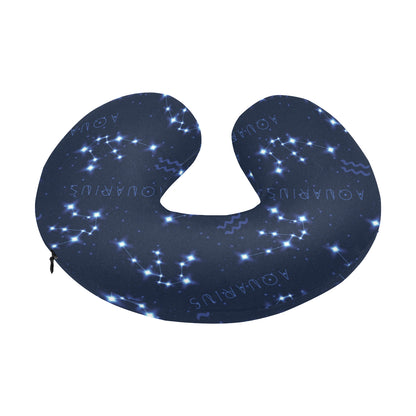 Aquarius Zodiac Pattern Print Design 02 U-Shaped Travel Neck Pillow
