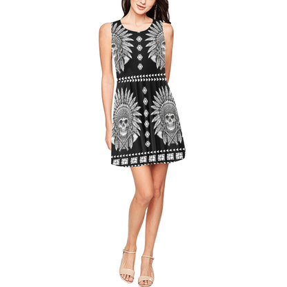 Native American Indian Skull Sleeveless Dress