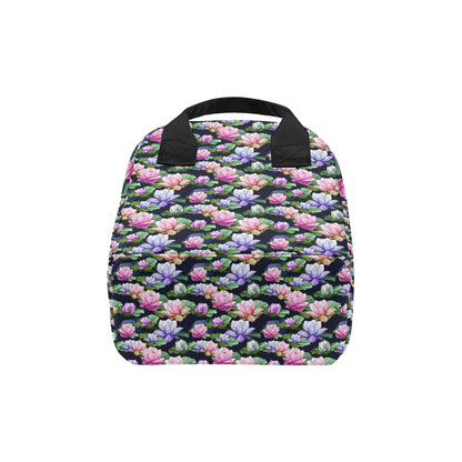 Lotus Flower Print Design Insulated Lunch Bag