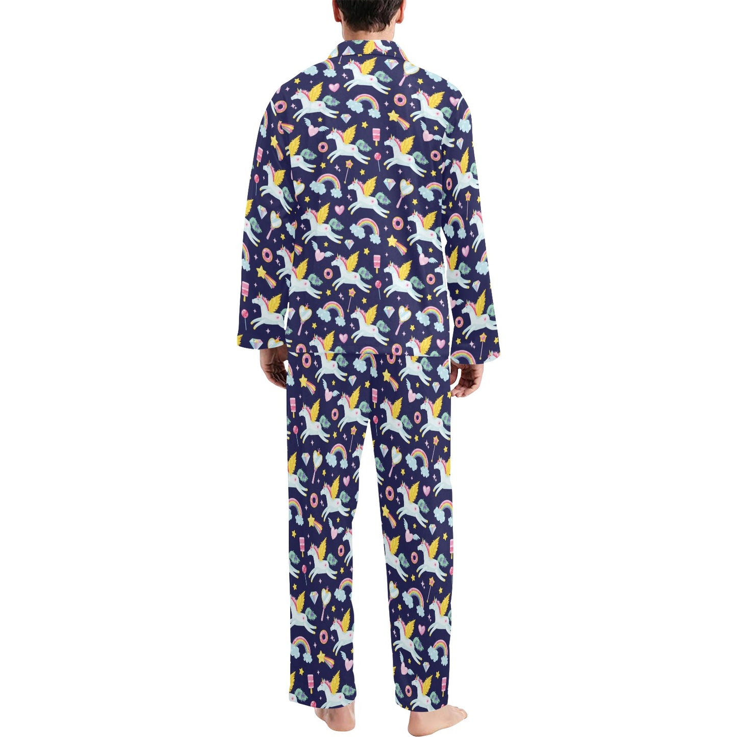 Pegasus Pattern Print Design 05 Men's Long Pajama Set