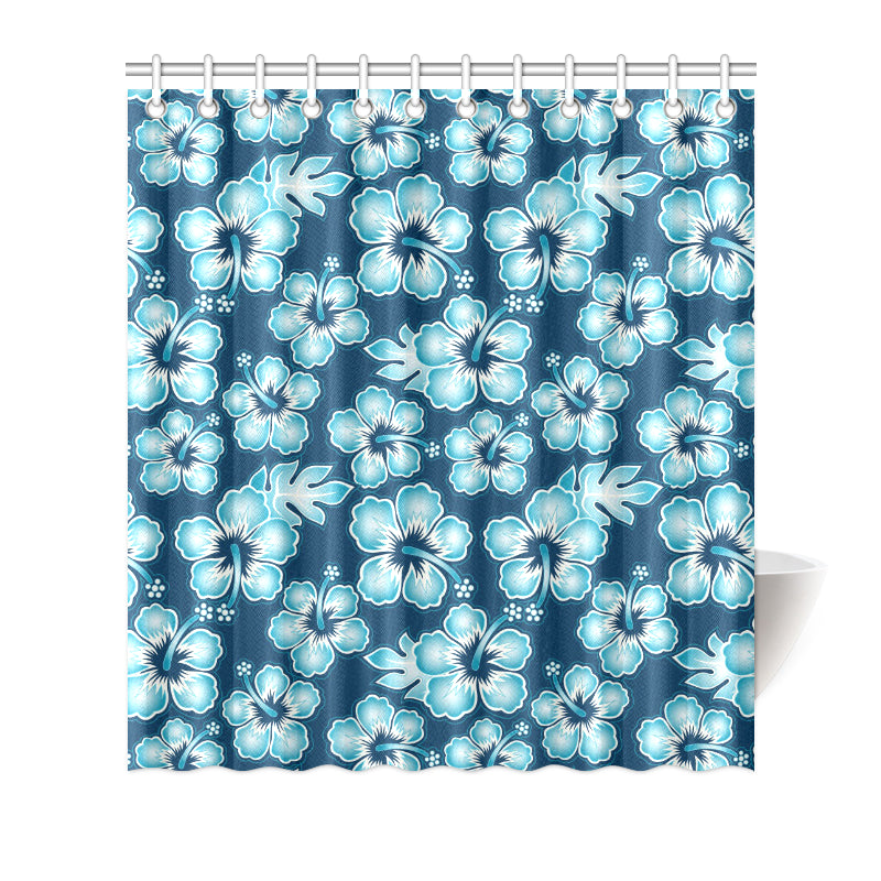 Blue Hibiscus Pattern Print Design HB011 Shower Curtain