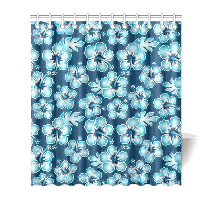 Blue Hibiscus Pattern Print Design HB011 Shower Curtain