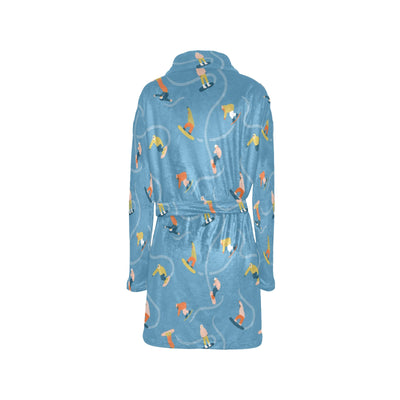 Snowboard Print Design LKS303 Women's Fleece Robe