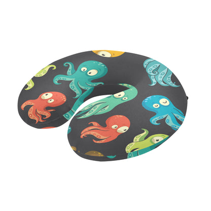 Octopus Pattern Print Design A01 U-Shaped Travel Neck Pillow