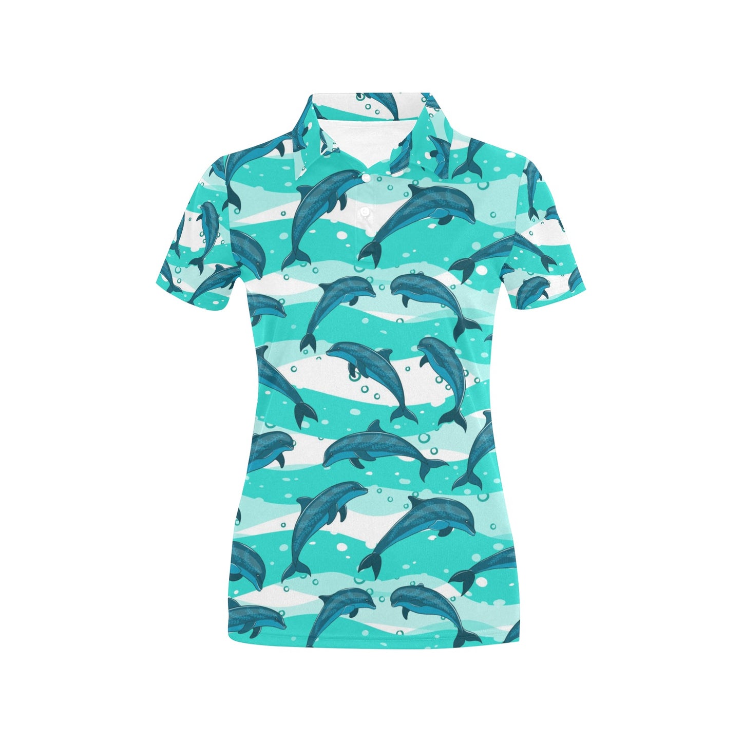 Dolphin Design Print Pattern Women's Polo Shirt
