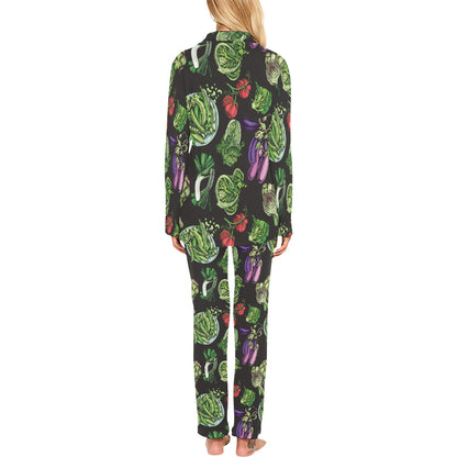Lettuce Pattern Print Design 01 Women's Long Pajama Set