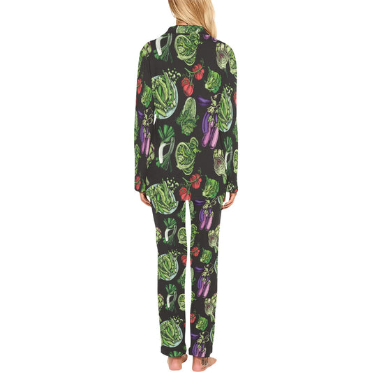 Lettuce Pattern Print Design 01 Women's Long Pajama Set