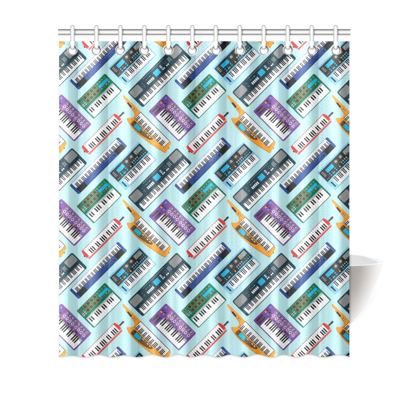 Synthesizer Pattern Print Design 02 Shower Curtain