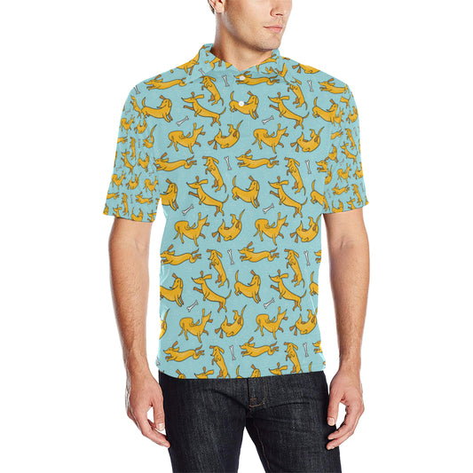 Dachshund Pattern Print Design 08 Men Polo Shirt