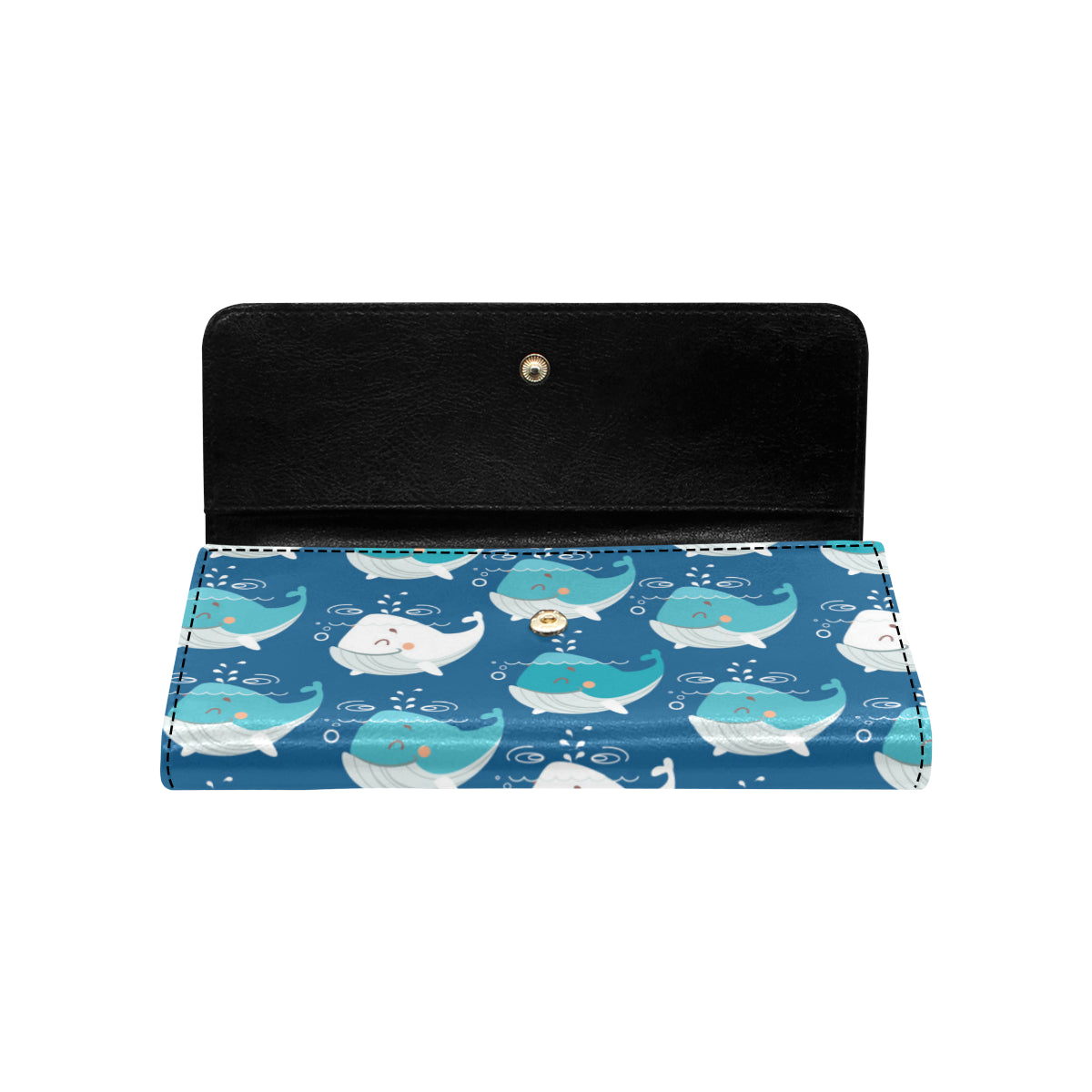 Blue Whale Pattern Print Design 01 Women's Trifold Wallet