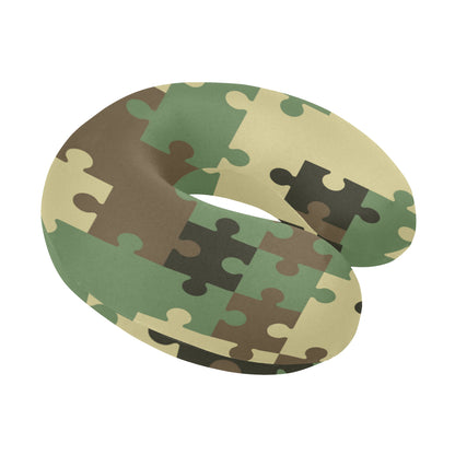 Puzzle Camo Pattern Print Design A03 U-Shaped Travel Neck Pillow