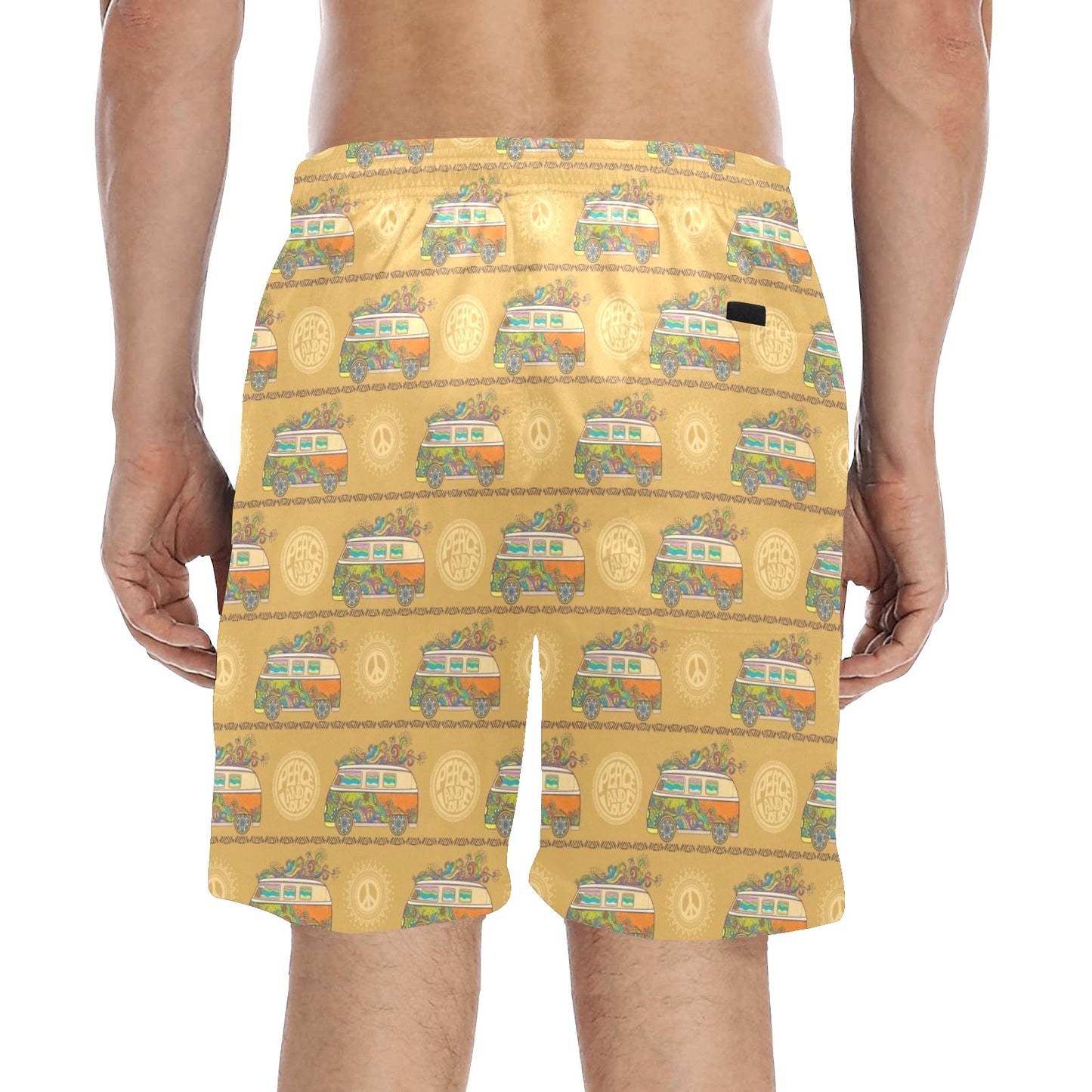 Hippie Van Print Design LKS304 Men's Swim Trunks Beach Shorts