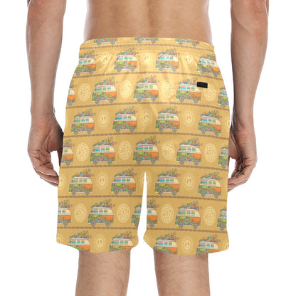 Hippie Van Print Design LKS304 Men's Swim Trunks Beach Shorts