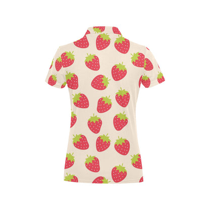 Strawberry Pattern Print Design SB02 Women's Polo Shirt