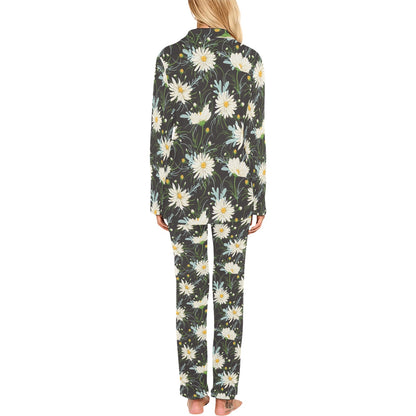 Daisy Pattern Print Design DS08 Women's Long Pajama Set