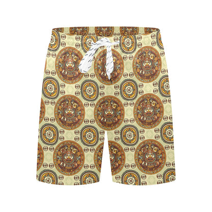 Calendar Aztec Themed Print Pattern Men's Swim Trunks Beach Shorts