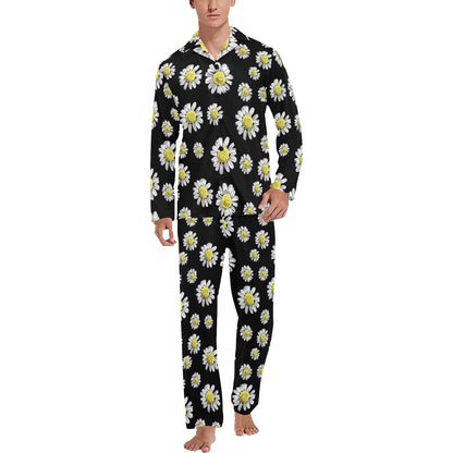 Daisy Pattern Print Design DS01 Men's Long Pajama Set
