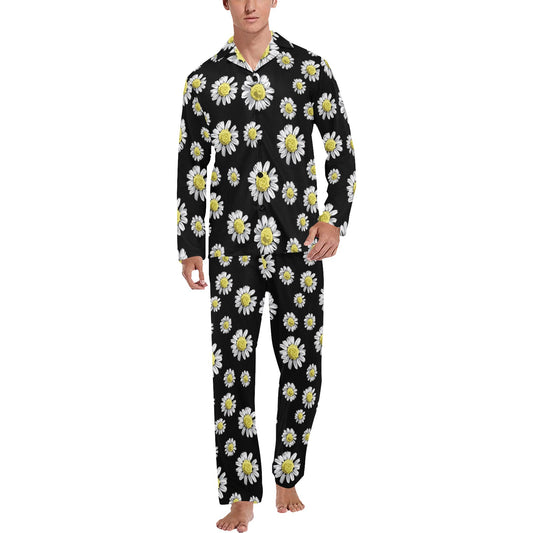 Daisy Pattern Print Design DS01 Men's Long Pajama Set