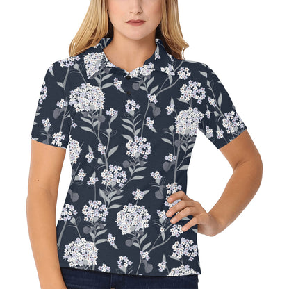 Hydrangea Pattern Print Design HD06 Women's Polo Shirt