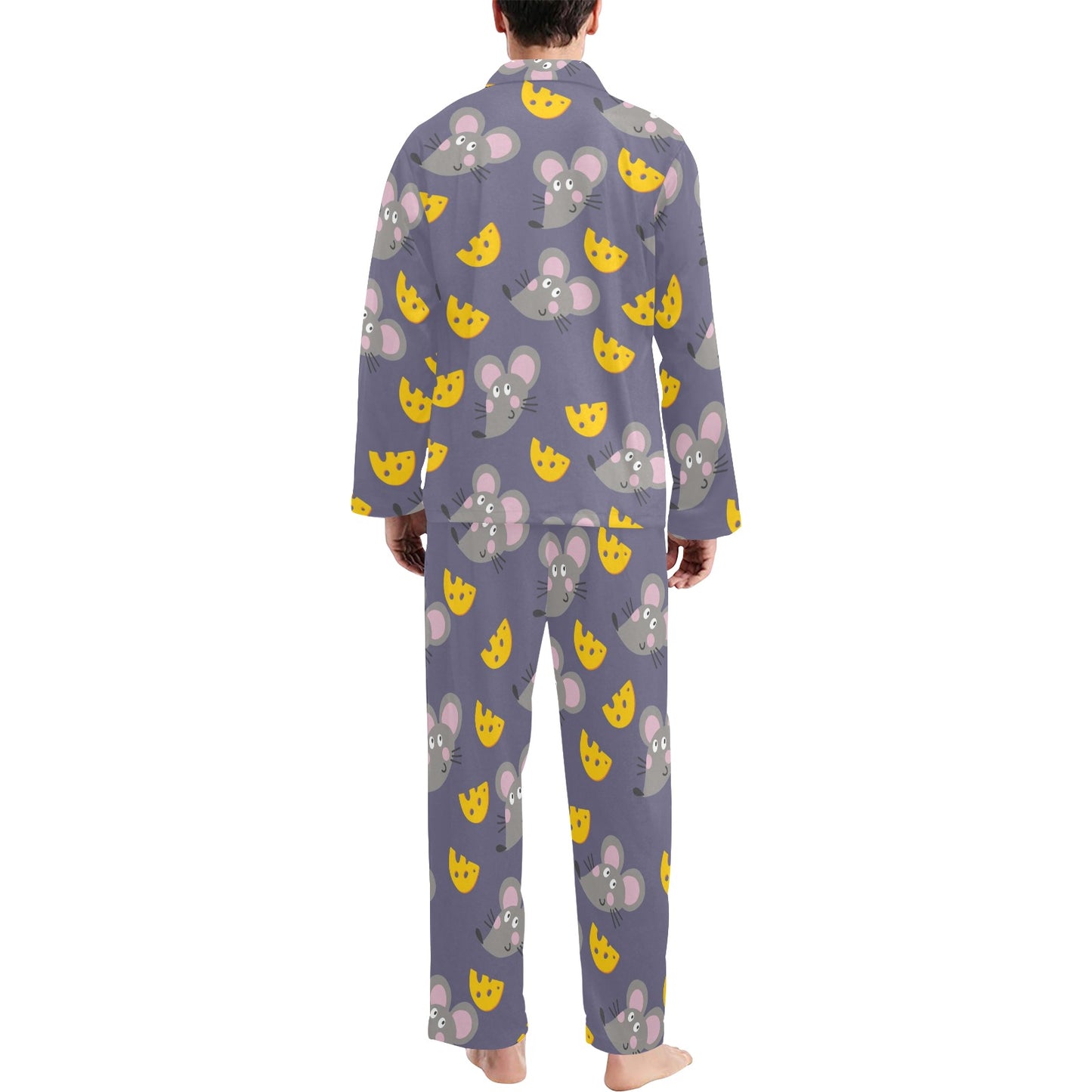 Rat With Cheese Pattern Print Design 01 Men's Long Pajama Set