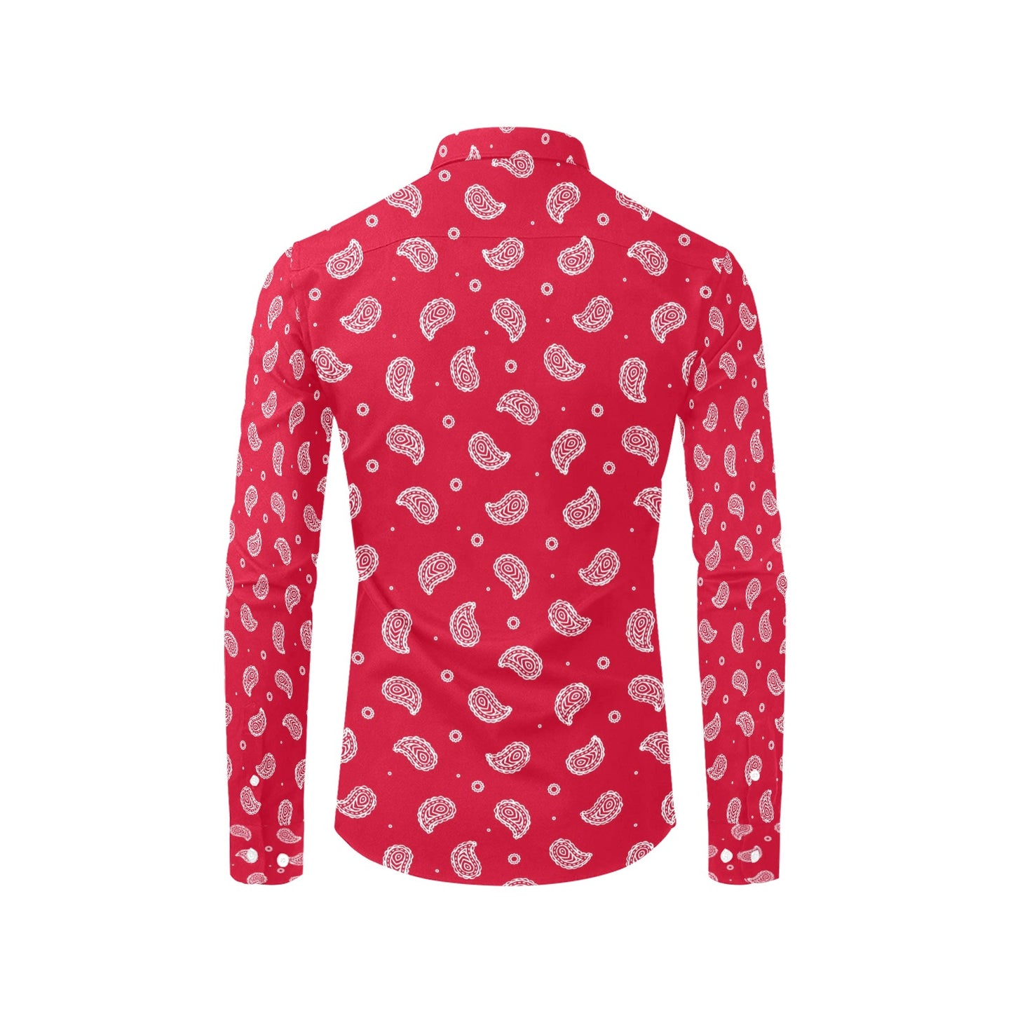 Bandana Red Paisley Print Design LKS305 Men's Long Sleeve Dress Shirt