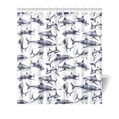 Great White Shark Pattern Print Design 02 Shower Curtain