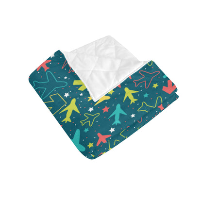 Airplane Pattern Print Design 05 Premium Quilt