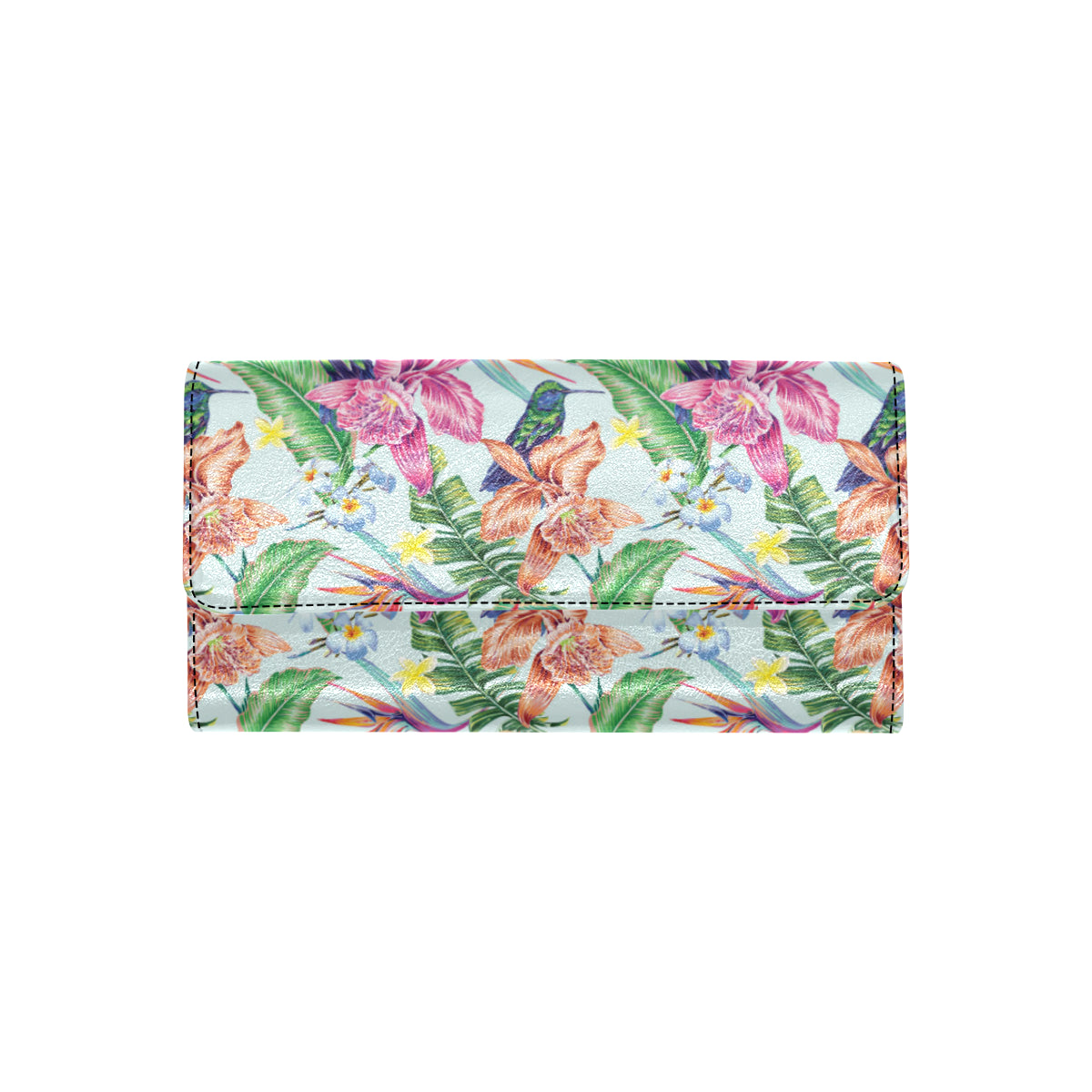 Hummingbird Tropical Pattern Print Design 05 Women's Trifold Wallet