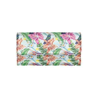 Hummingbird Tropical Pattern Print Design 05 Women's Trifold Wallet