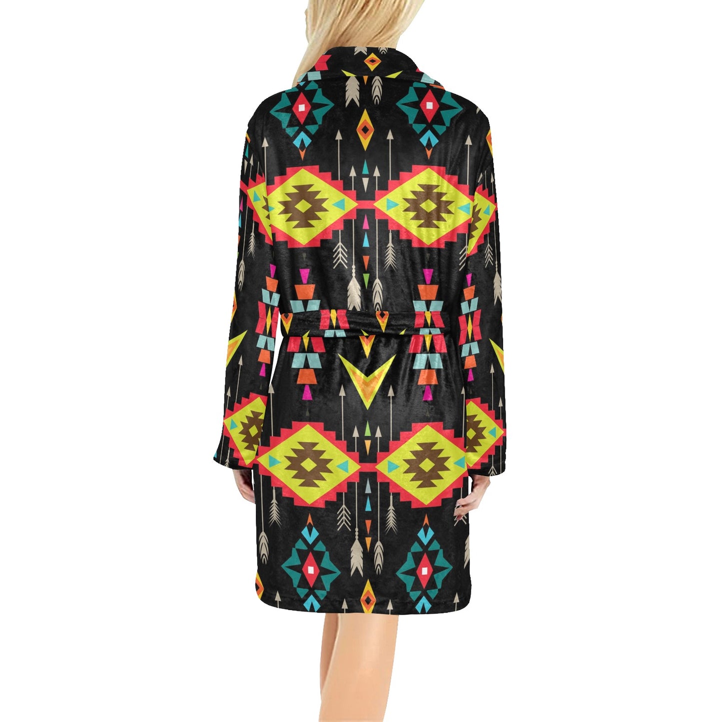 Native Pattern Print Design A05 Women's Fleece Robe