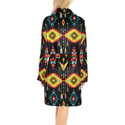 Native Pattern Print Design A05 Women's Fleece Robe