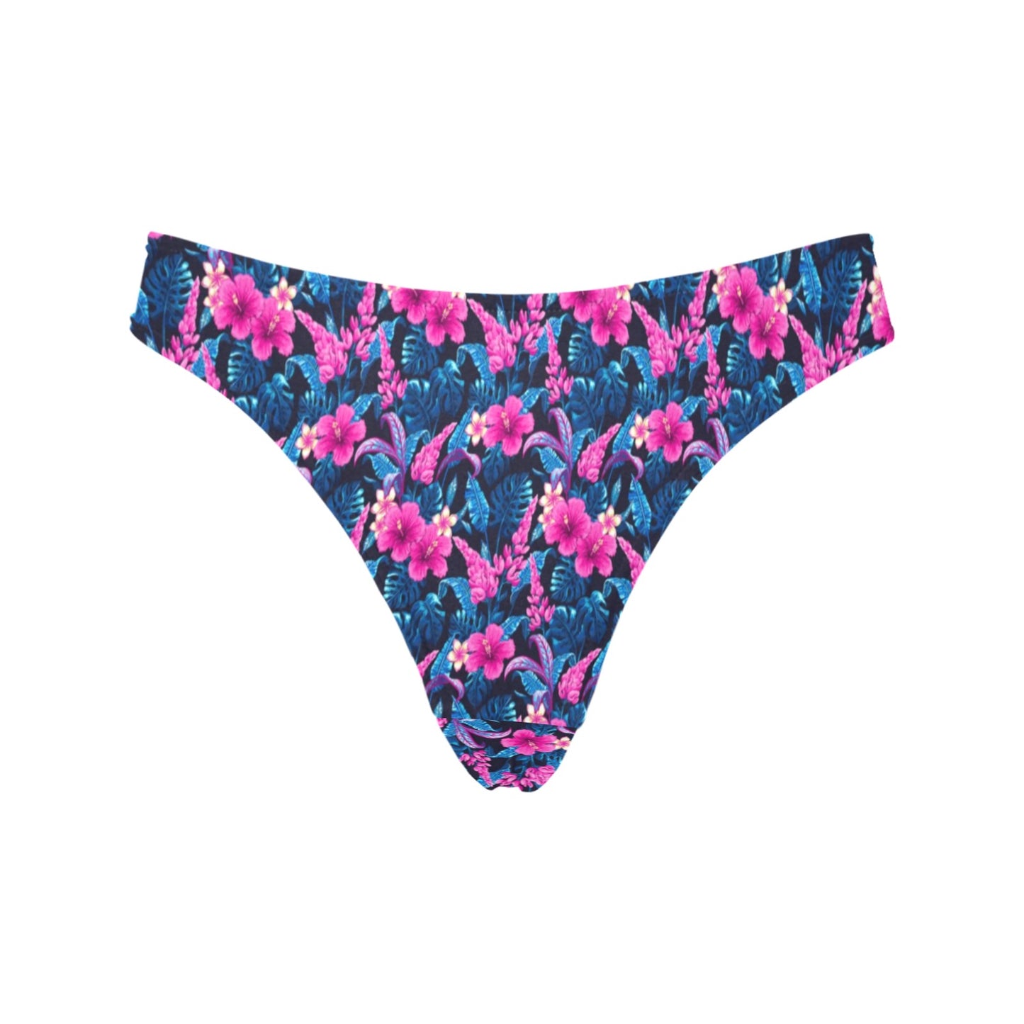 Tropical Folower Pink Themed Print Women's Thongs